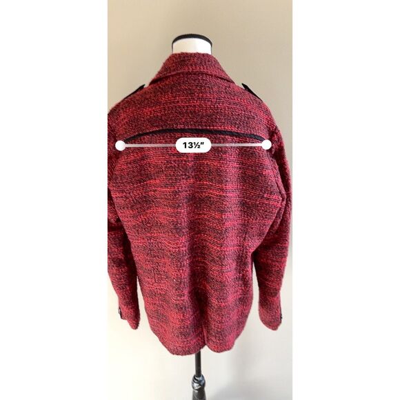 Lucky Brand red and black tweed jacket with asymmetrical zip closure. Size XL. - Picture 6 of 12